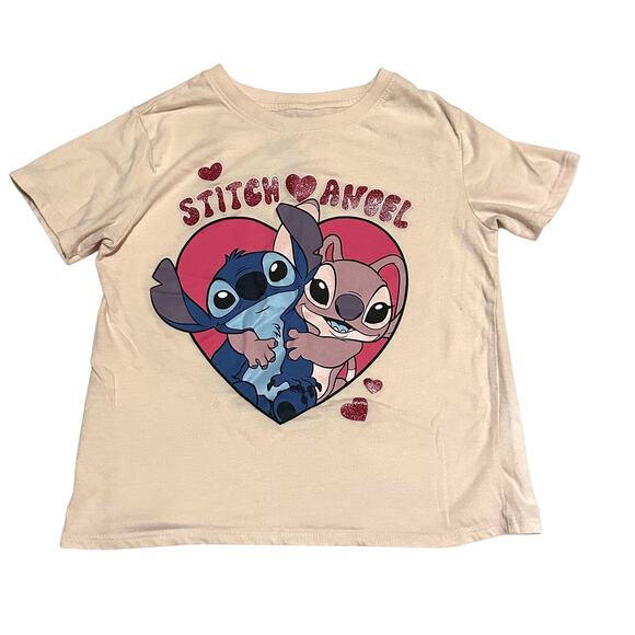 Lilo and Stitch Disney Light Pink Graphic T-Shirt Girls L Size 10-12 - Picture 1 of 5
